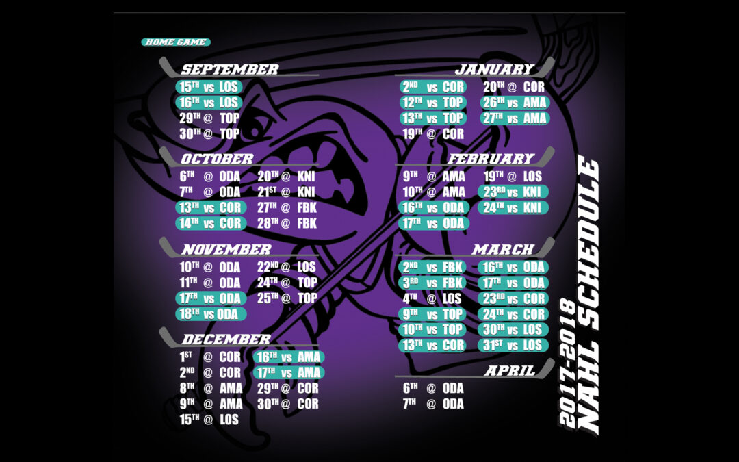 2017-2018 Mudbugs Hockey Regular Schedule