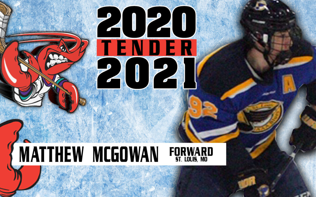 Mudbugs Tender Matthew McGowan for 2020-21 Season